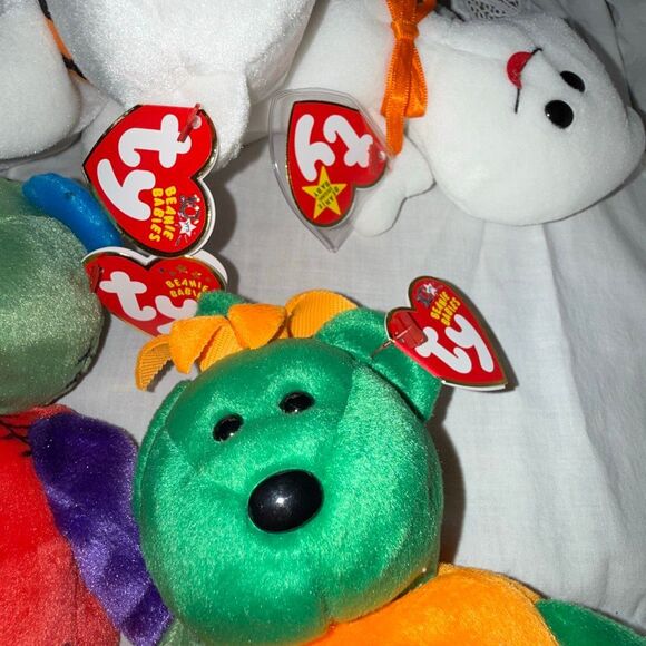 Lot of 5 Ty Halloween Beanie Babies • Spooky Ghost Sheets, Pumpkin Bear, Skeleto - Picture 8 of 13